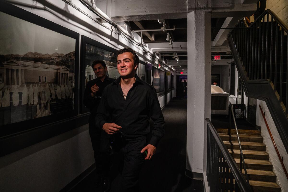 Pianist Sterling Nasa backstage at the Greek