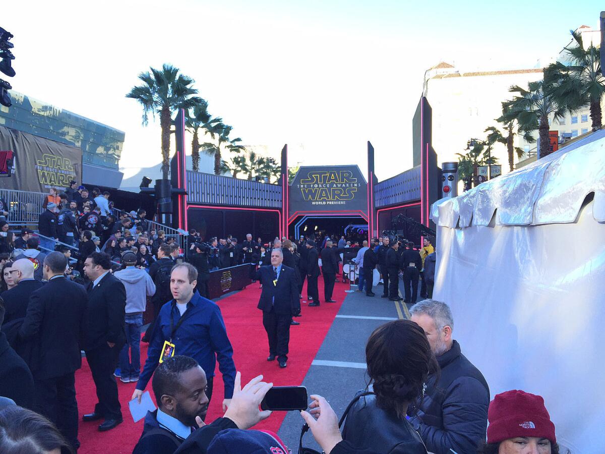 The red carpet for the Hollywood premiere of "Star Wars: The Force Awakens."
