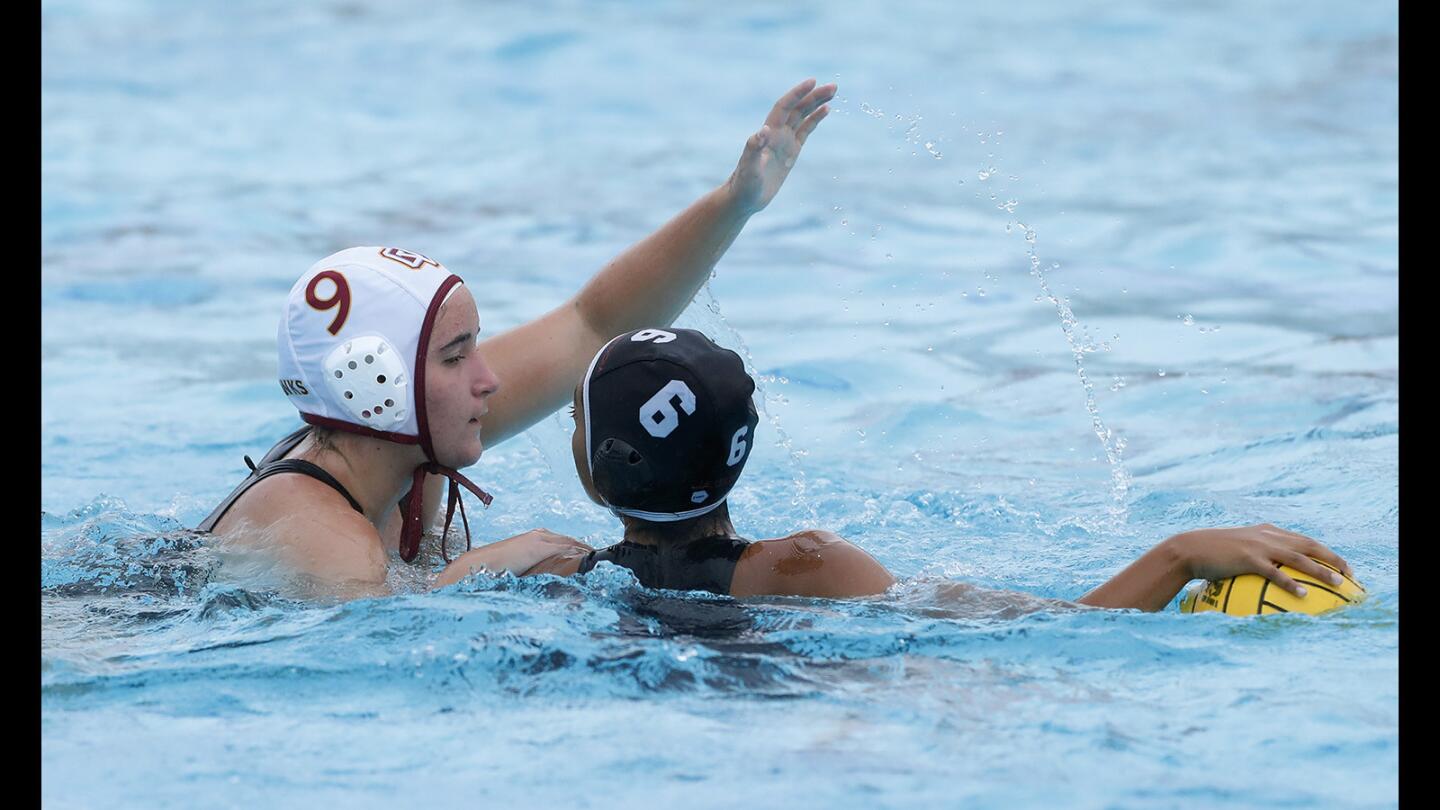 Ocean View's Tori Warren puts pressure on Segerstrom's Mia Favela during a game on Tuesday, January 9.