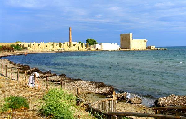 Breezy Vendicari is a nature reserve on the southeast coast of Sicily overlooking the Ionian Sea. The location is great for walkers, kayakers, sun worshippers and bird watchers. Photo: The abandoned tuna factory at Vendicari Nature Reserve on the southeast coast of Sicily.