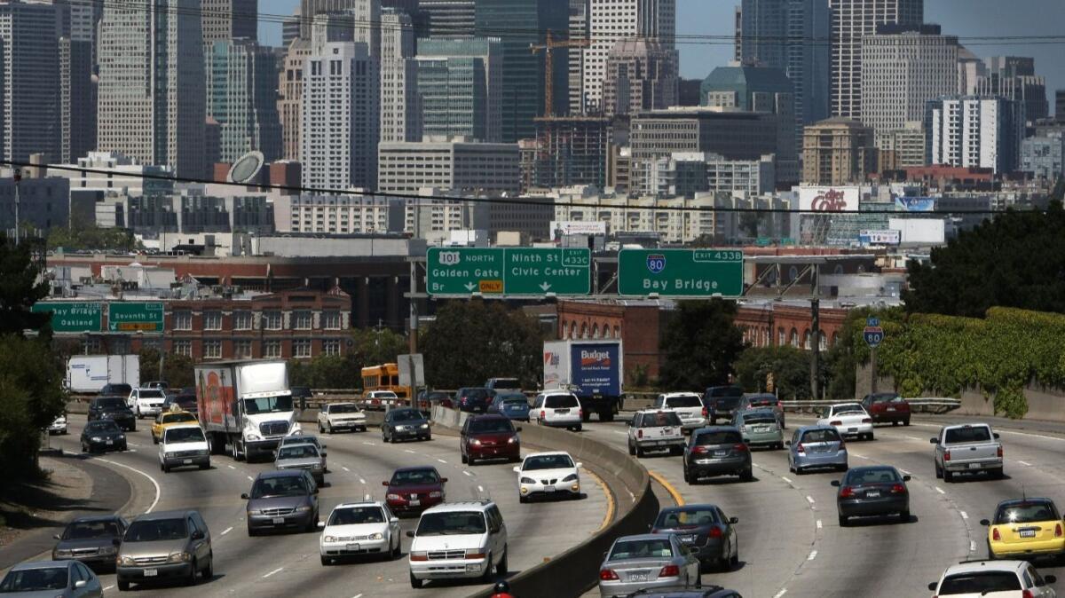 Highway 101 in San Francisco. The White House is expected to issue an executive order that would revoke California’s ability to set its own fuel-efficiency standards.