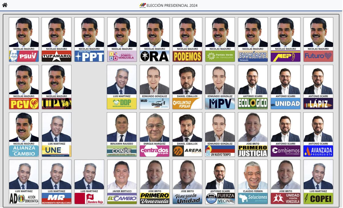Esta imagen proporcionada por el Consejo Nacional Electoral (CNE) de Venezuela muestra 