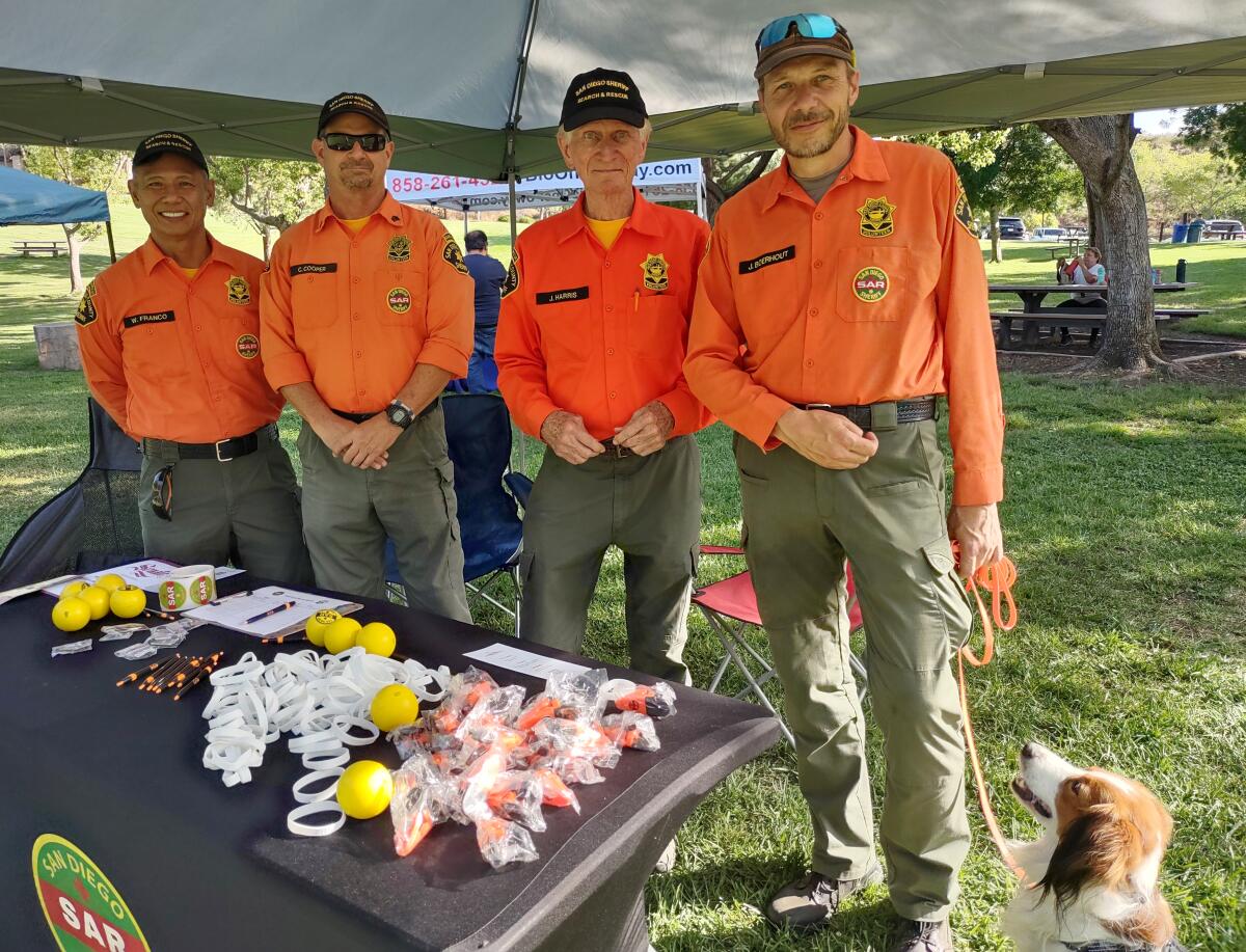 San Diego County Sheriff’s Search and Rescue volunteers are, from left, Wil Franco, Craig Cooper, Jon Harris, Joost Boerhout.