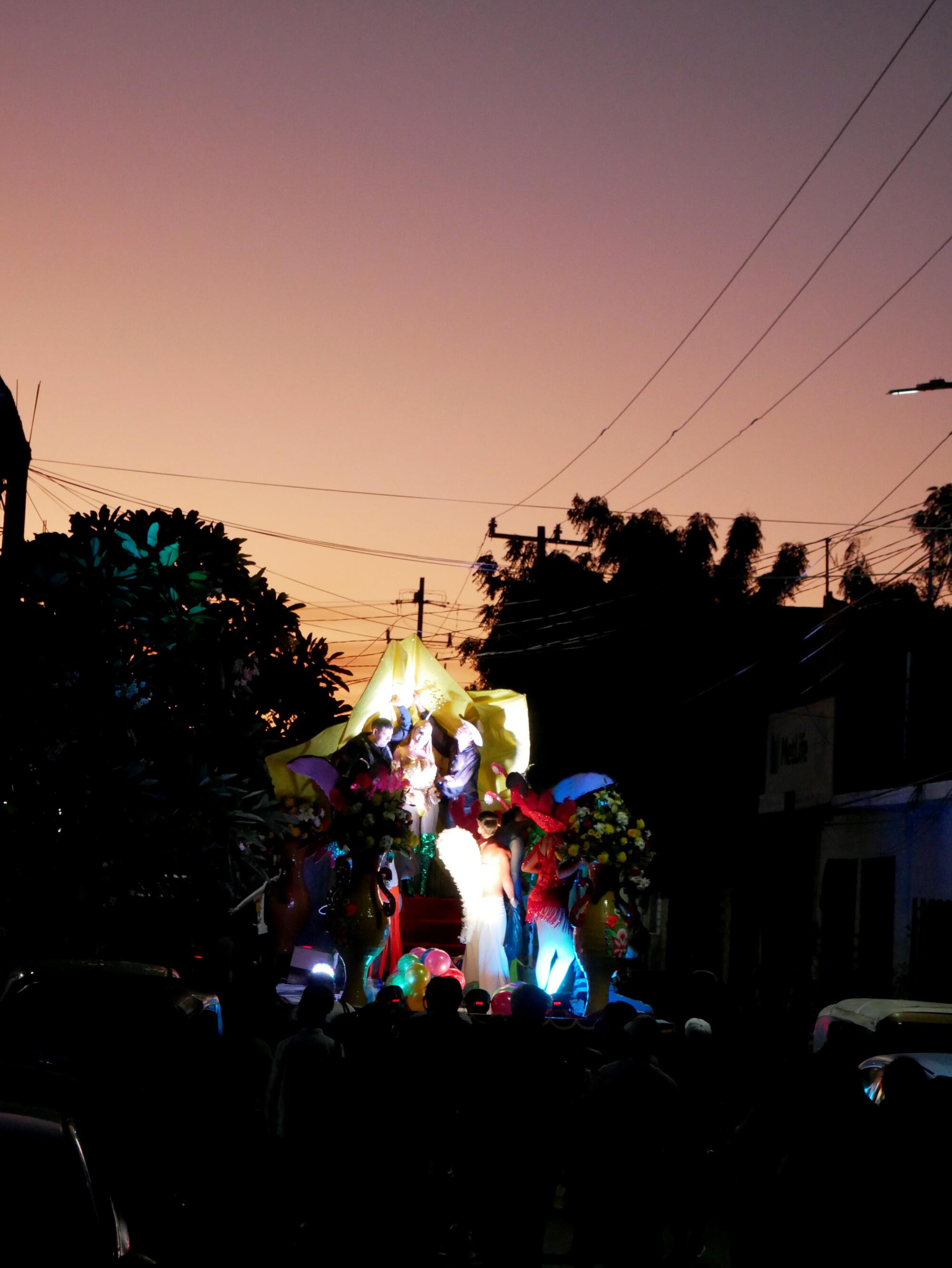 One of the several colorful installations exhibited during the street parade in Juchitan de Zaragoza, Oaxaca