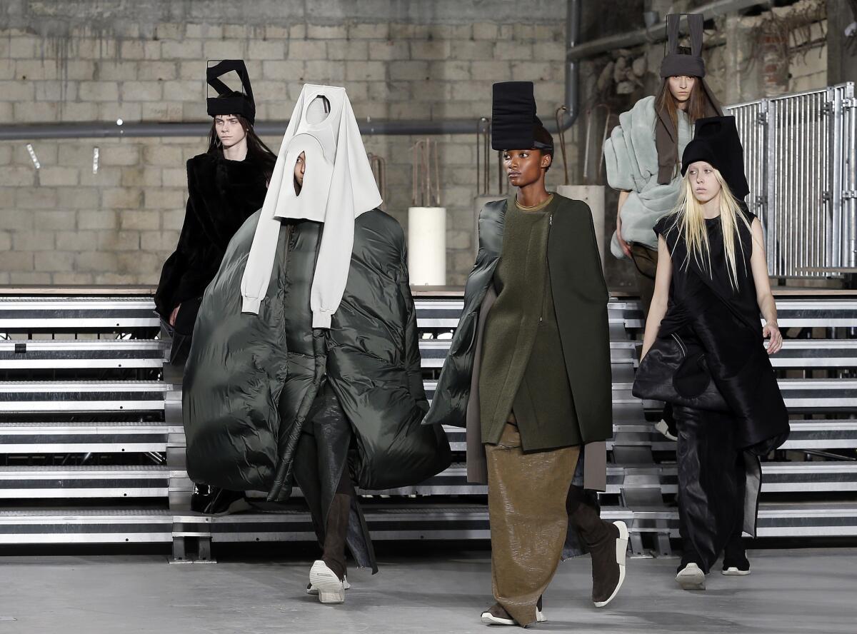 Models walk the runway during the Rick Owens show as part of the Paris Fashion Week Womenswear Fall/Winter 2017/2018 on March 2 in Paris. (Thierry Chesnot / Getty Images)