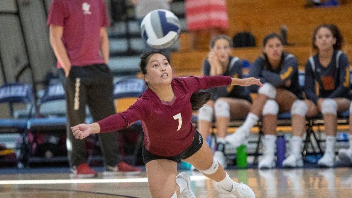 Kelli Greiner, seen diving for a ball against Marina High on Aug. 22, is part of an experienced Ocean View team hoping to better its CIF Southern Section Division 8 quarterfinals appearance from last year.