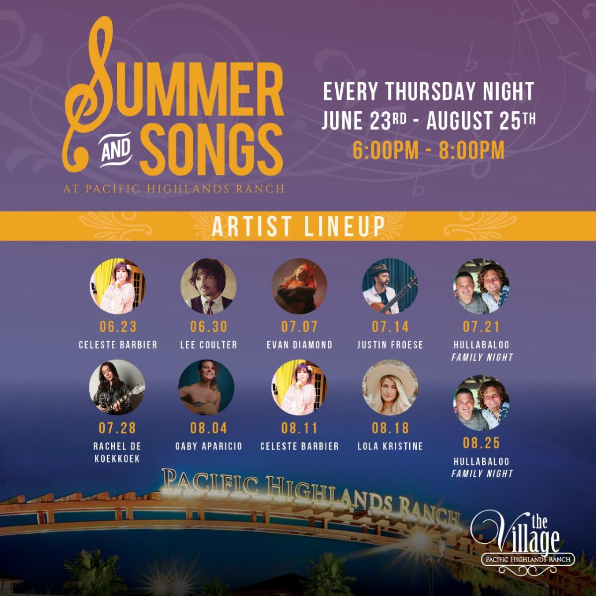 The Summer and Songs lineup.
