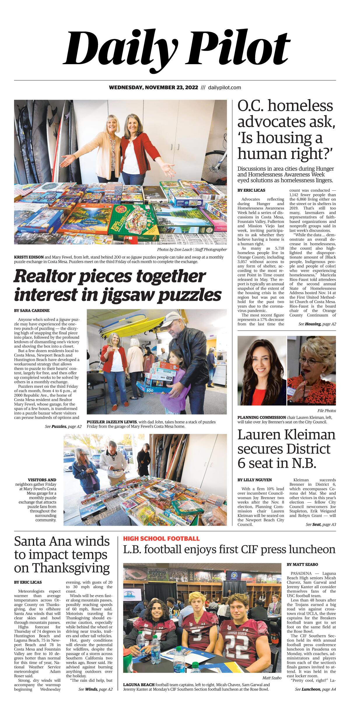 Nov. 23, 2022 Daily Pilot cover