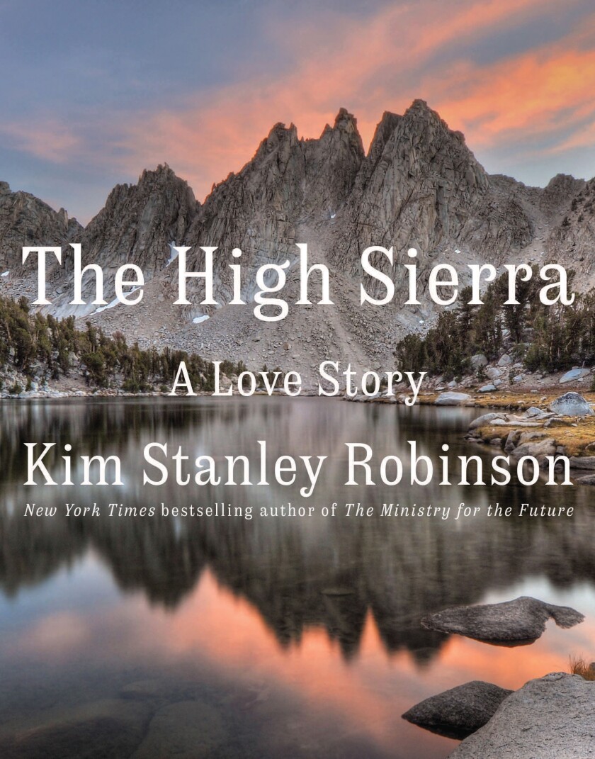 book cover of "the high sierra," shows a sawtooth comb under a pastel sky.