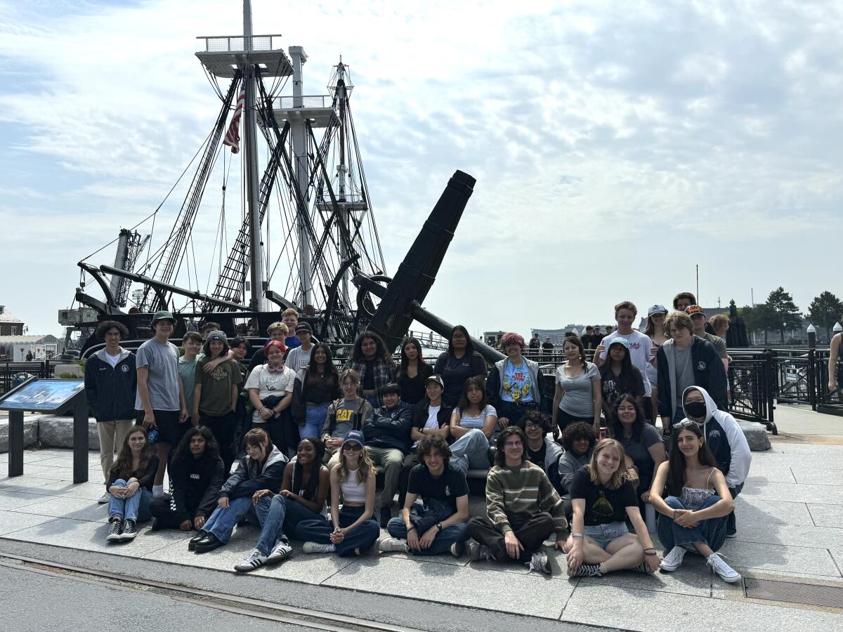Students from Newport Harbor High School visited the U.S.S. Constitution.