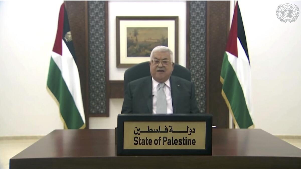 Palestinian President Mahmoud Abbas' speech was played during the U.N. General Assembly on Friday.