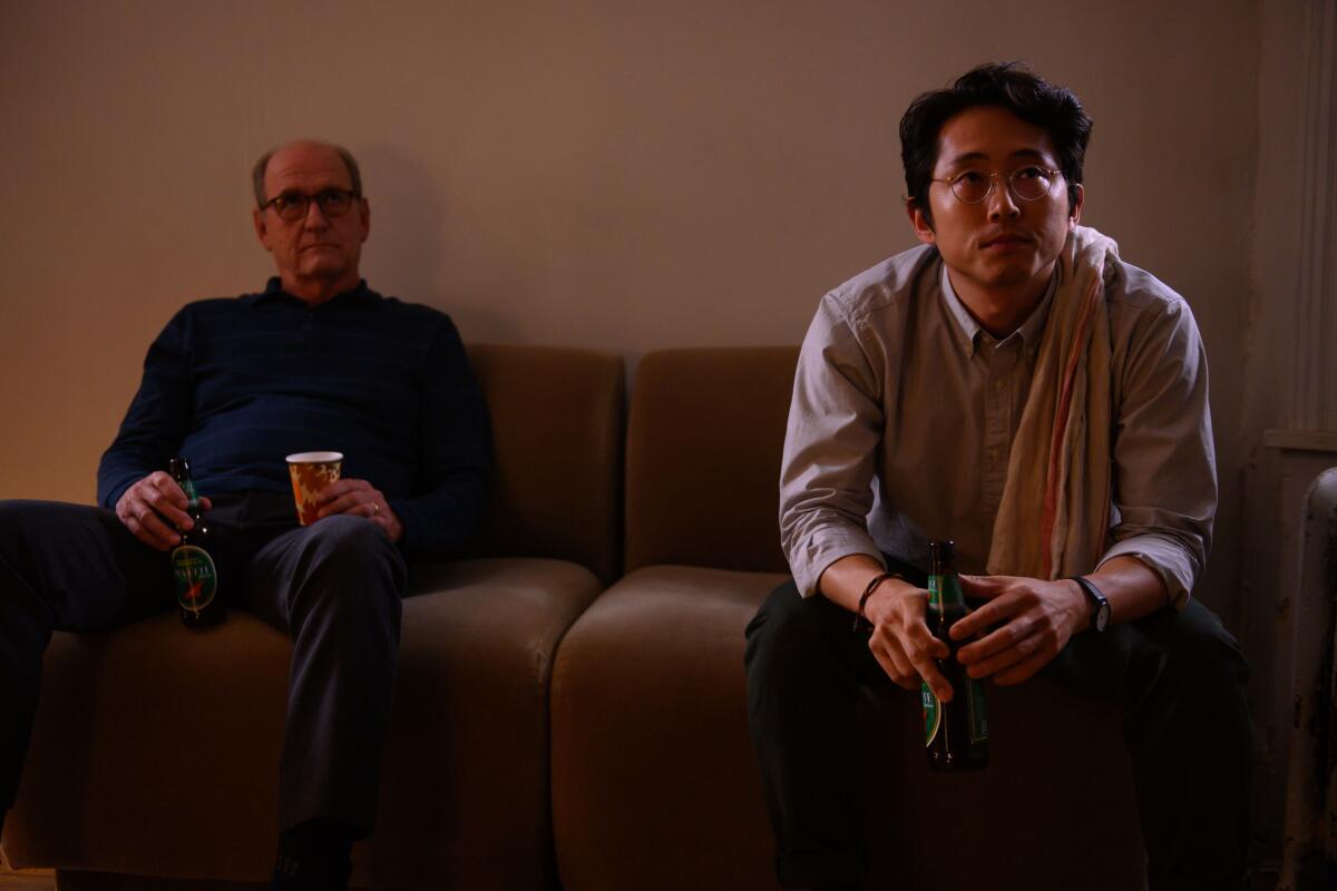Richard Jenkins and Steven Yeun in the movie "The Humans."