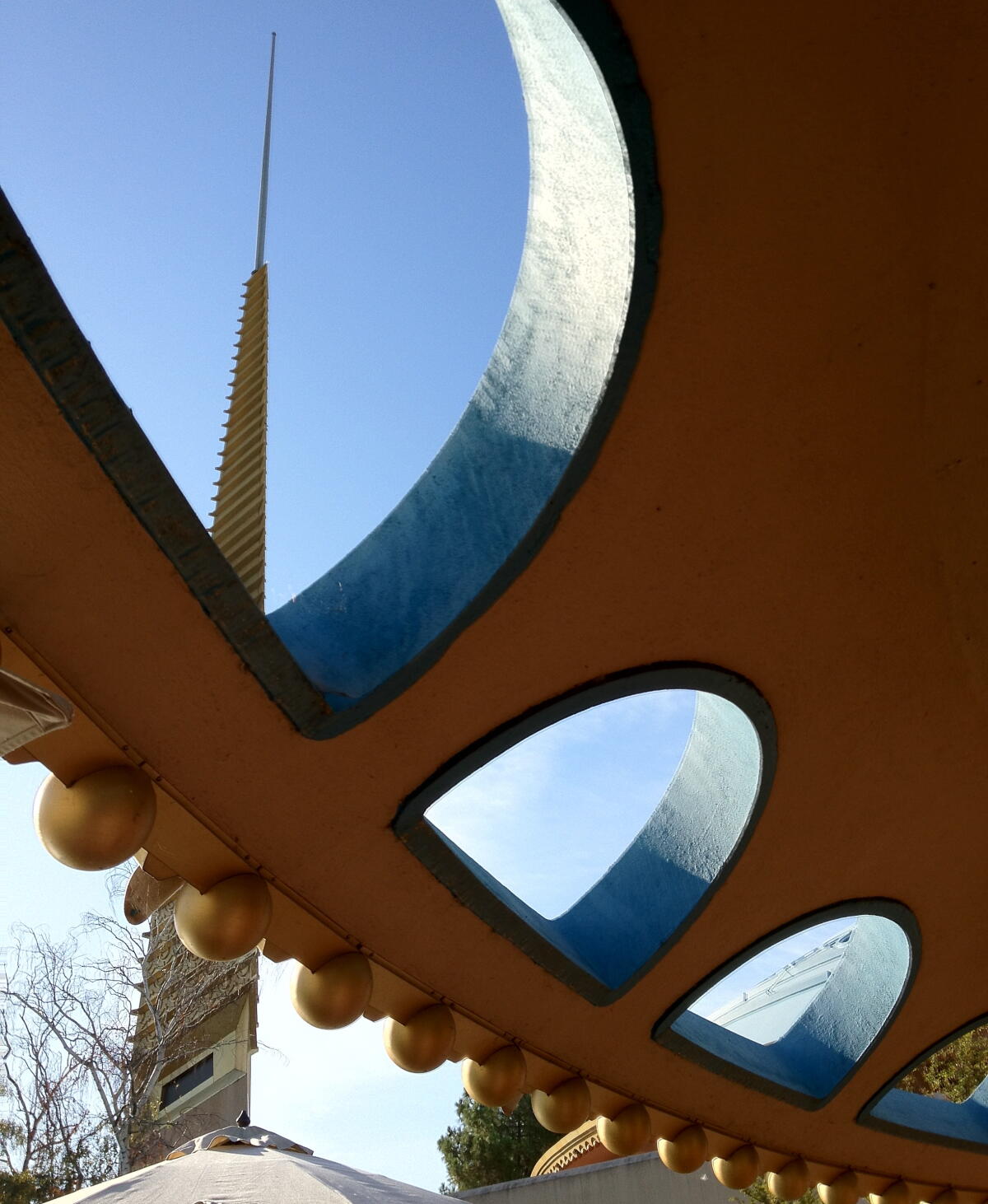A view from the Marin County Civic Center in San Rafael, designed by Frank Lloyd Wright.