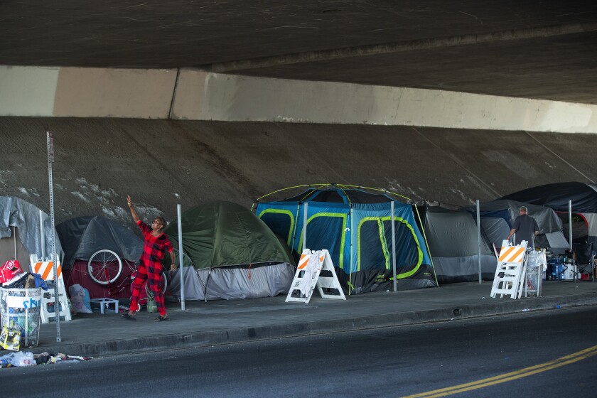 A homeless encampment in Los Angeles