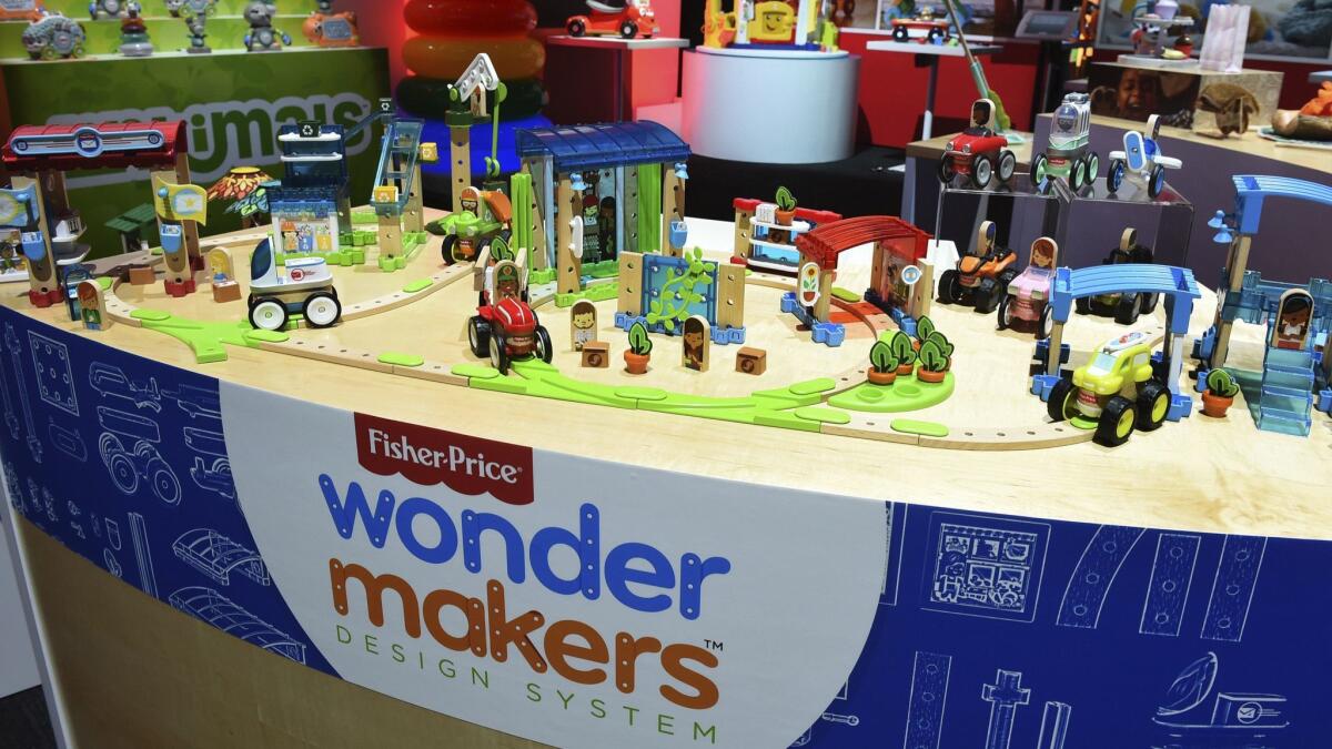 Mattel's Fisher-Price Wonder Makers toys are displayed at the New York Toy Fair on Feb. 15.