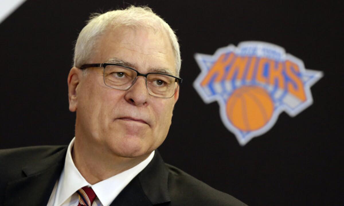 Phil Jackson was formally introduced as president of the New York Knicks during a news conference at Madison Square Garden on Tuesday.