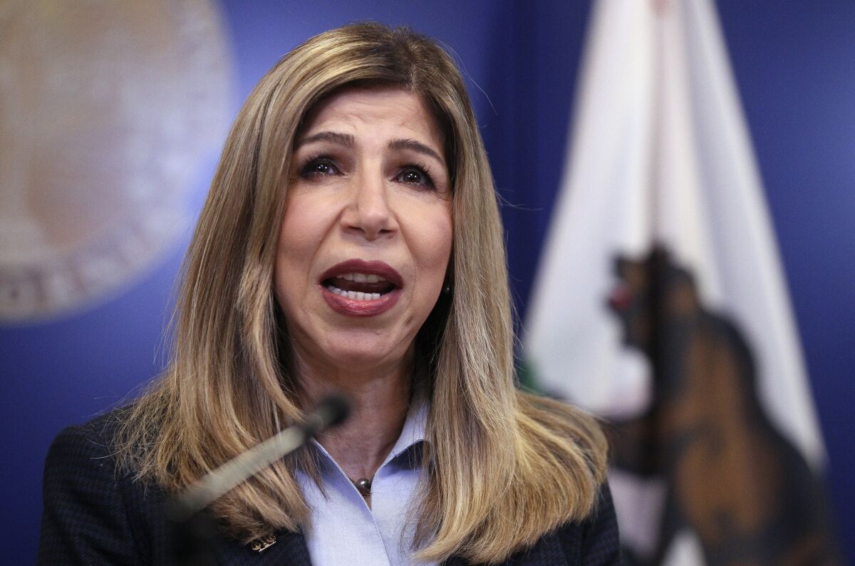 San Diego County District Attorney Summer Stephan spoke at a press conference in San Diego in 2019