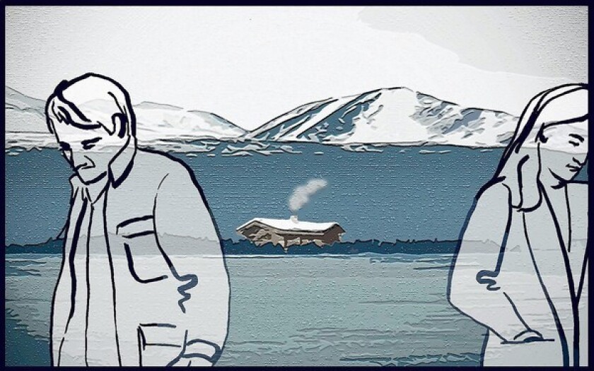 Illustration for review of "Caribou Island," a novel by David Vann.
