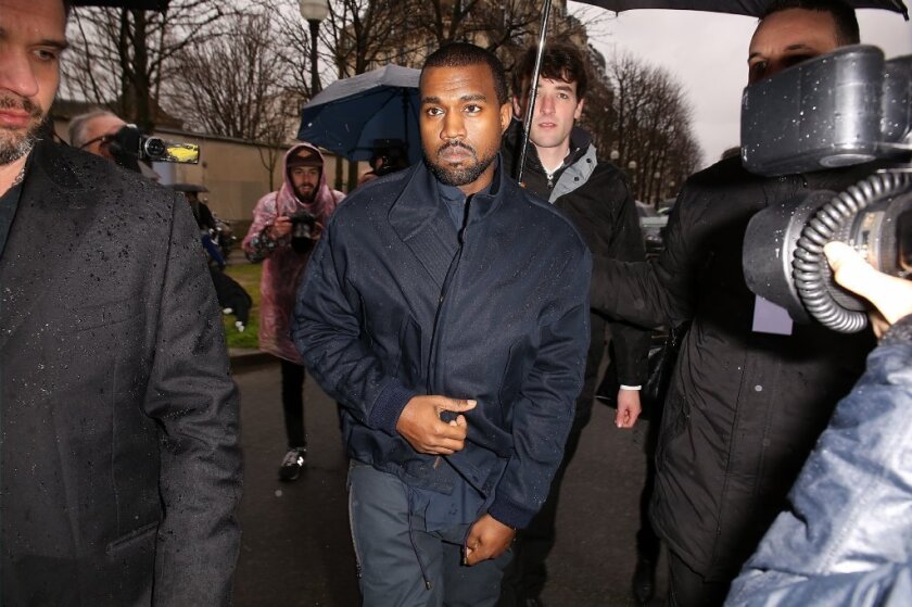 Kanye West at Paris Fashion Week last month.The singer received two years' probation and was ordered to take anger management classes Monday after pleading no contest to misdemeanor battery on a paparazzo last summer at Los Angeles International Airport.
