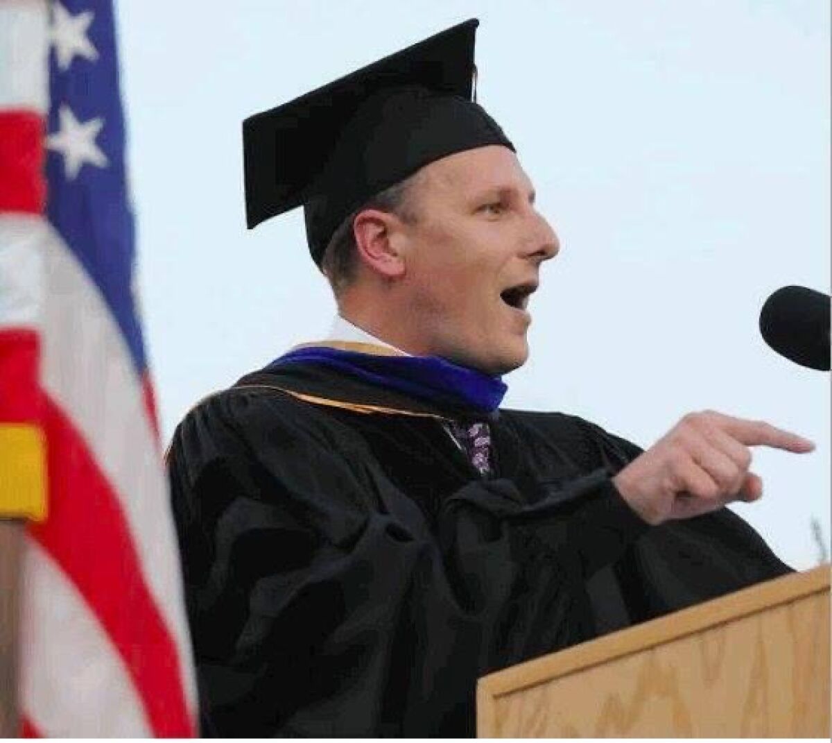 Scott Lay speaks at at Pasadena City College's commencement in 2007