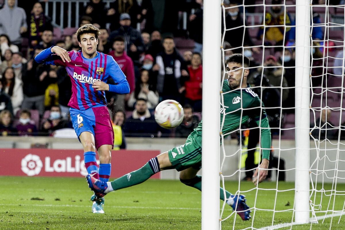 Riqui Puig scores for Barcelona in March. 