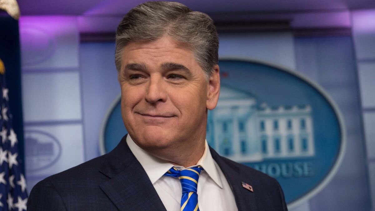 Fox News host Sean Hannity is seen in the White House briefing room on Jan. 24, 2017.