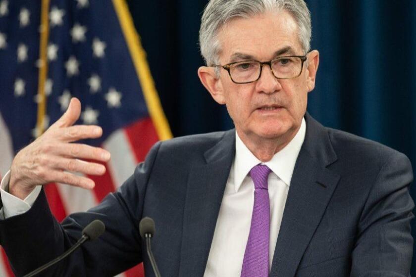 (FILES) In this file photo taken on January 30, 2019 Federal Reserve Board Chairman Jerome Powell arrives to speak at a press conference after the Fed announced interest rates would remain unchanged, in Washington, DC. - The US Federal Reserve is due March 19, 2019 to hold its second policy meeting of the year but has signaled it will not raise interest rates as the global economy slows. Members of the interest rate-setting Federal Open Market Committee have said repeatedly since December they will be "patient" before deciding on the next hike in benchmark lending rates. Following the two-day meeting, Fed Chairman Jerome Powell is due to announce the decision on Wednesday. The federal funds rate -- which helps set lending rates throughout the economy -- is now in a range of 2.25 to 2.5 percent. (Photo by SAUL LOEB / AFP)SAUL LOEB/AFP/Getty Images ** OUTS - ELSENT, FPG, CM - OUTS * NM, PH, VA if sourced by CT, LA or MoD **