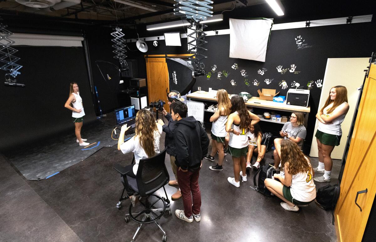 Huntington Beach High students work in a design lab, part of the school's Business and Design program.