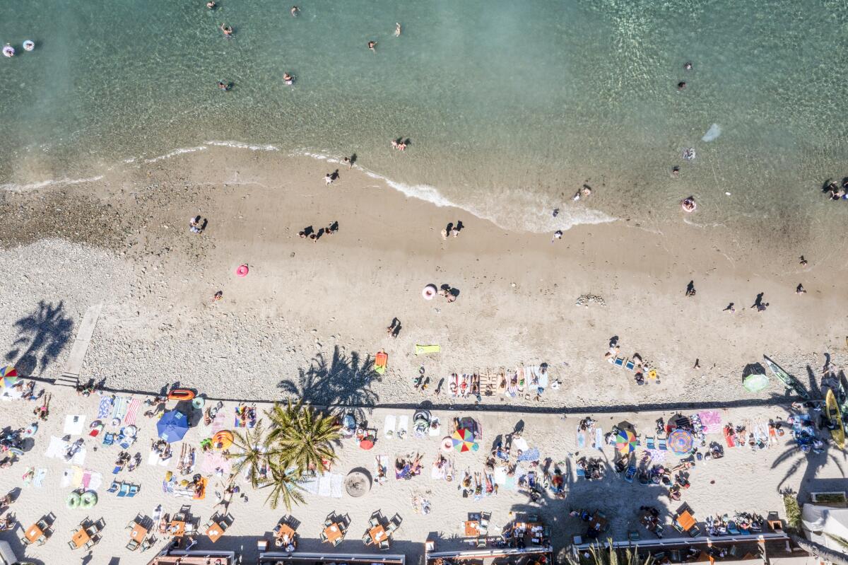 An aerial view of people enjoying Descanso Beach Club.