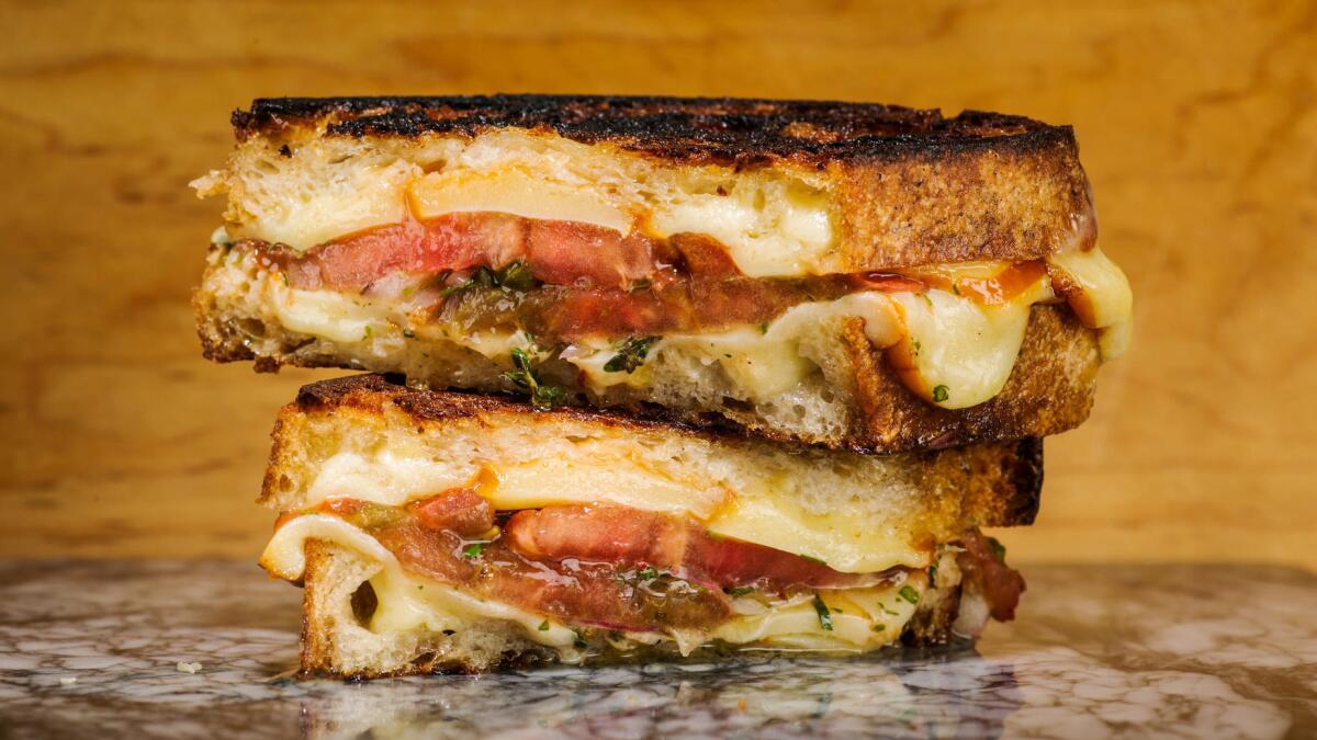 Grilled cheese with marinated tomatoes