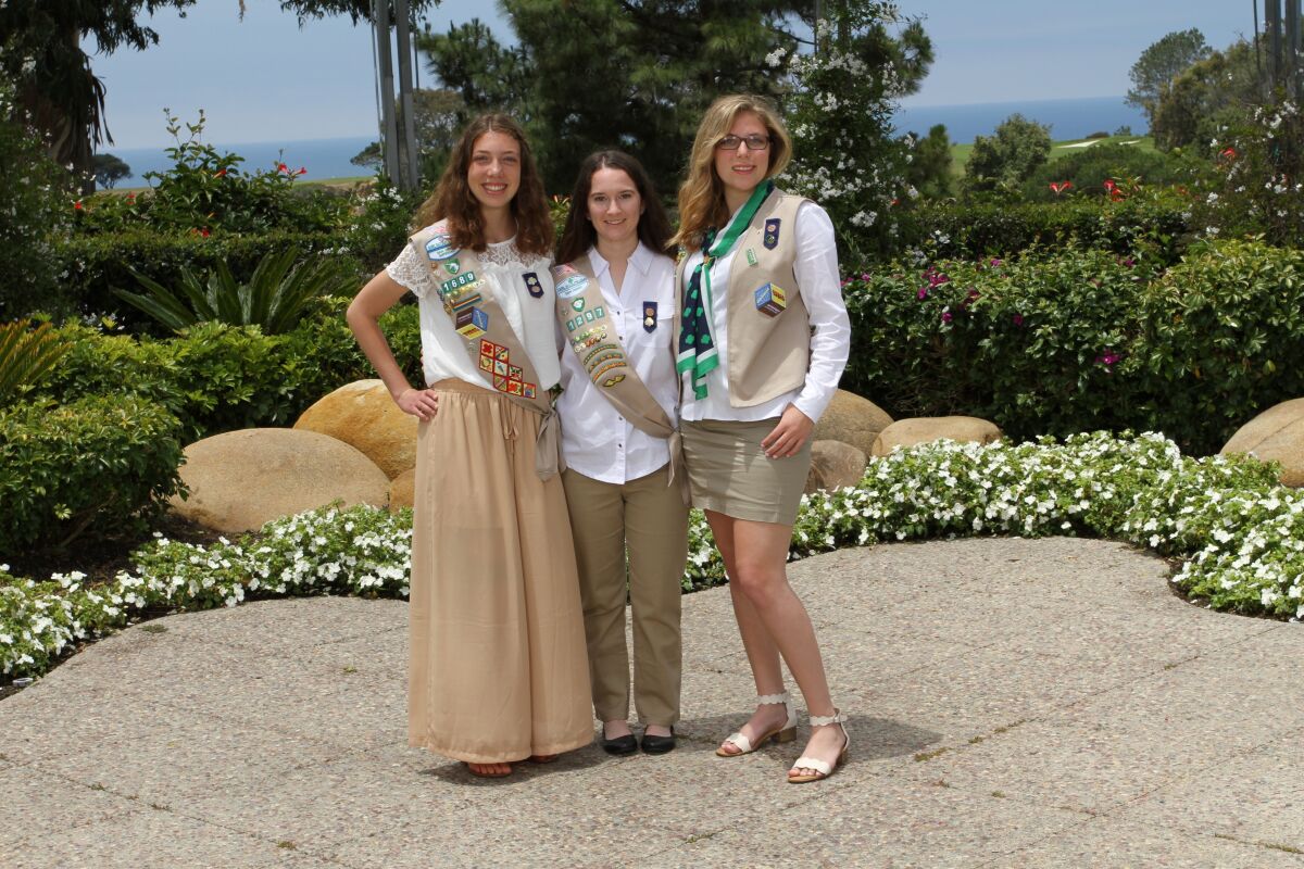 Left to right: Alexa Mendes, Lauren Hohmeyer, Karina Martos, and (not pictured) Jenna Levin are new Gold Award Girl Scouts.