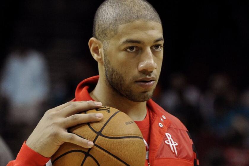 Royce White is pictured before a preseason game between the Houston Rockets and the New Orleans Hornets on Oct. 12, 2012.