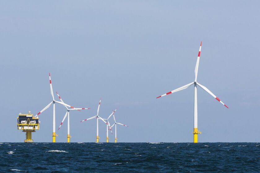 German offshore wind farm and substation in the Baltic Sea. Renewable energy sources account for 36 percent of Germany's power mix. (Dreamstime) ** OUTS - ELSENT, FPG, TCN - OUTS **