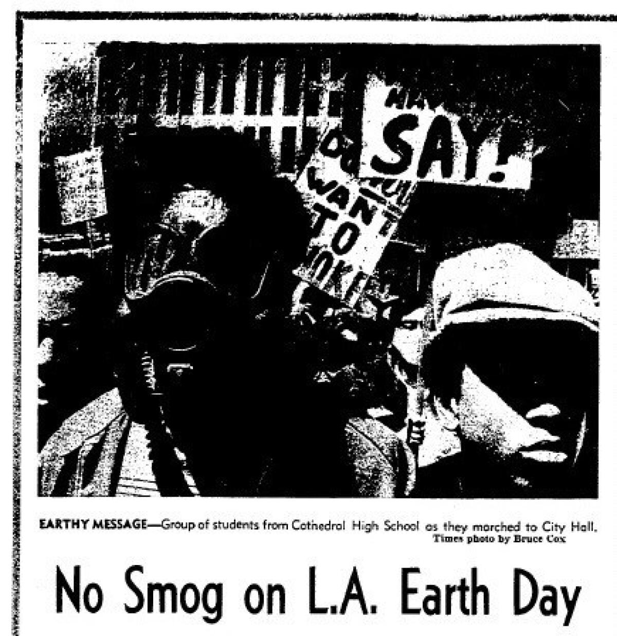 A story from the April 23, 1970 edition of the Los Angeles Times describes various oddities that occurred around Los Angeles, including, the story noted, a lack of smog.