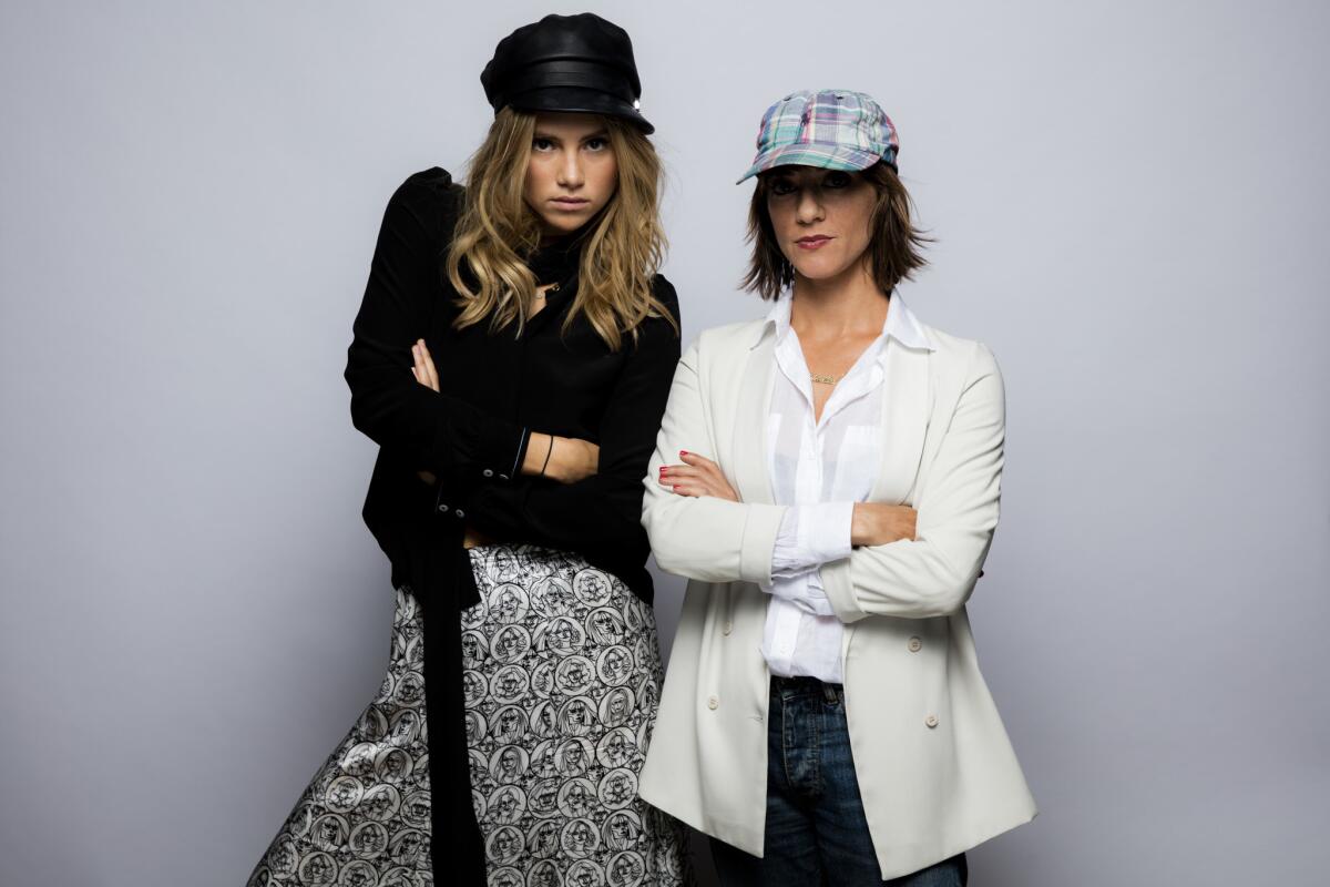 Actress Suki Waterhouse, left, and director Ana Lily Amirpour, from the film "The Bad Batch."