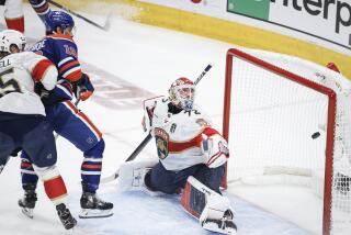 Florida Panthers goalie Sergei Bobrovsky (72) gives up a goal to Edmonton Oilers' Adam Henrique.