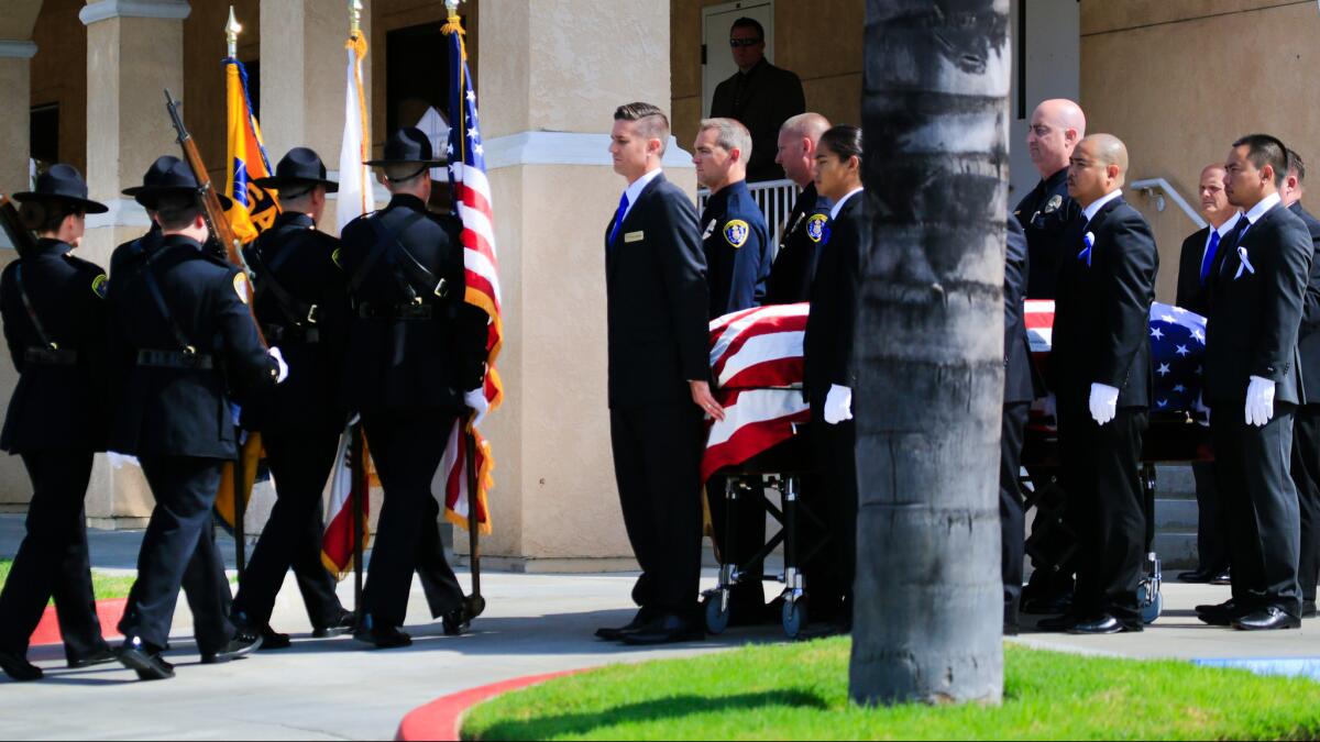 A memorial was held for a slain San Diego police officer earlier this month.