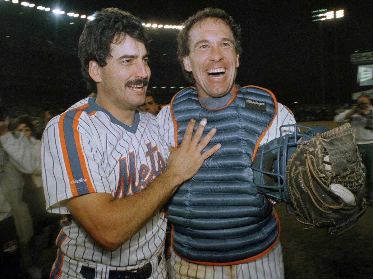New York Mets teammates Keith Hernandez, left, and Gary Carter