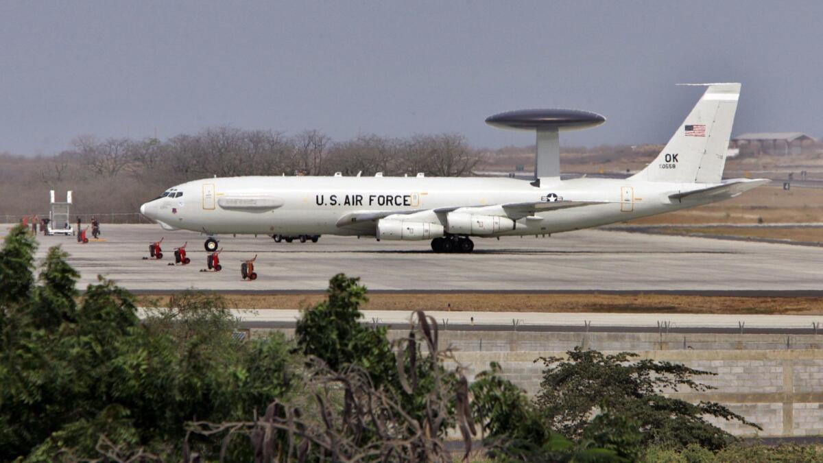 A U.S. military plane lands at the U.S. base in Manta, Ecuador, in 2006.