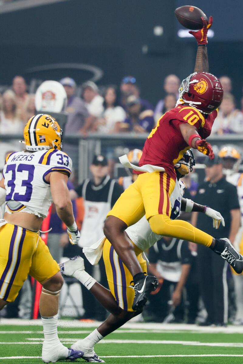 Wide receiver Kyron Hudson #10 of the USC Trojans.