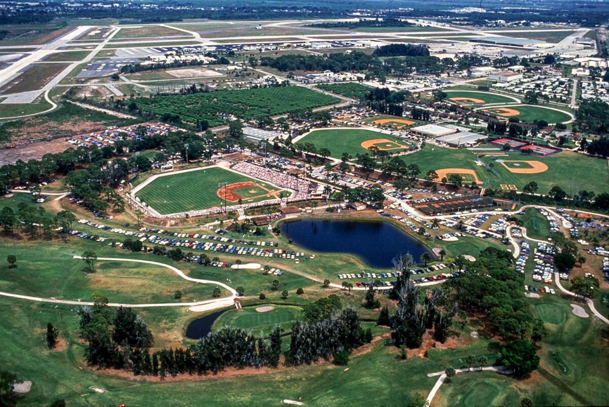 1998: An aerial view shows Dodgertown, a 450-acre complex that included a 6,500-seat stadium, a conference center and two golf courses.