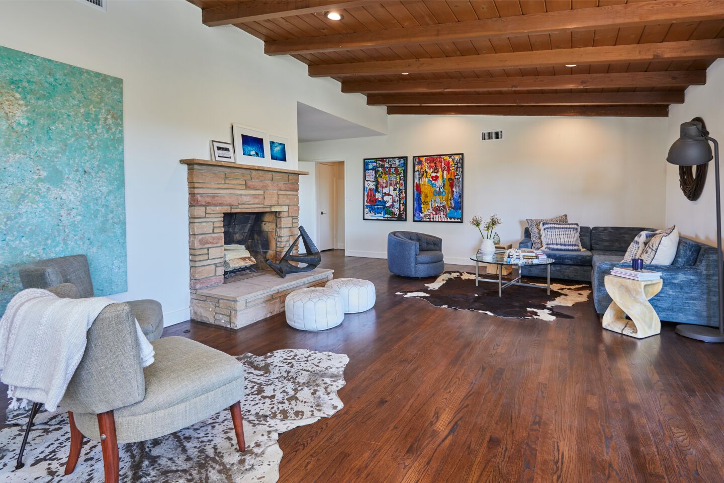The fireplace.