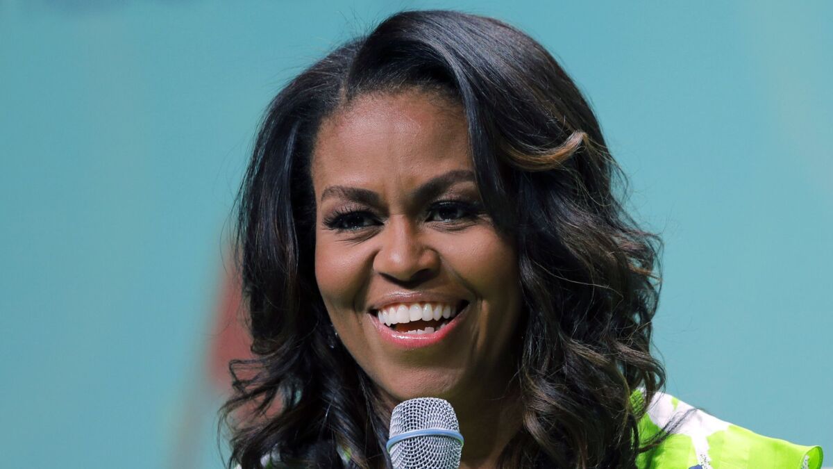 In this June 22, 2018 file photo, Michelle Obama speaks at the American Library Association annual conference in New Orleans. The former first lady was in San Diego on Sept. 19 as a keynote speaker at the BOLD Mindbody conference at the Hilton Bayfront San Diego hotel.