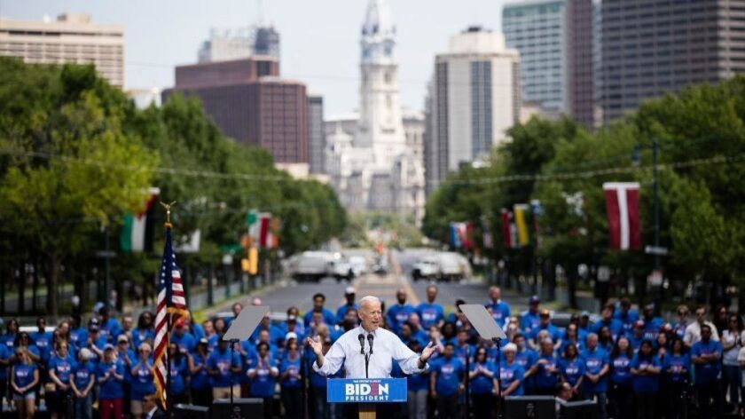 Joe Biden campaigns in Philadelphia on Saturday.