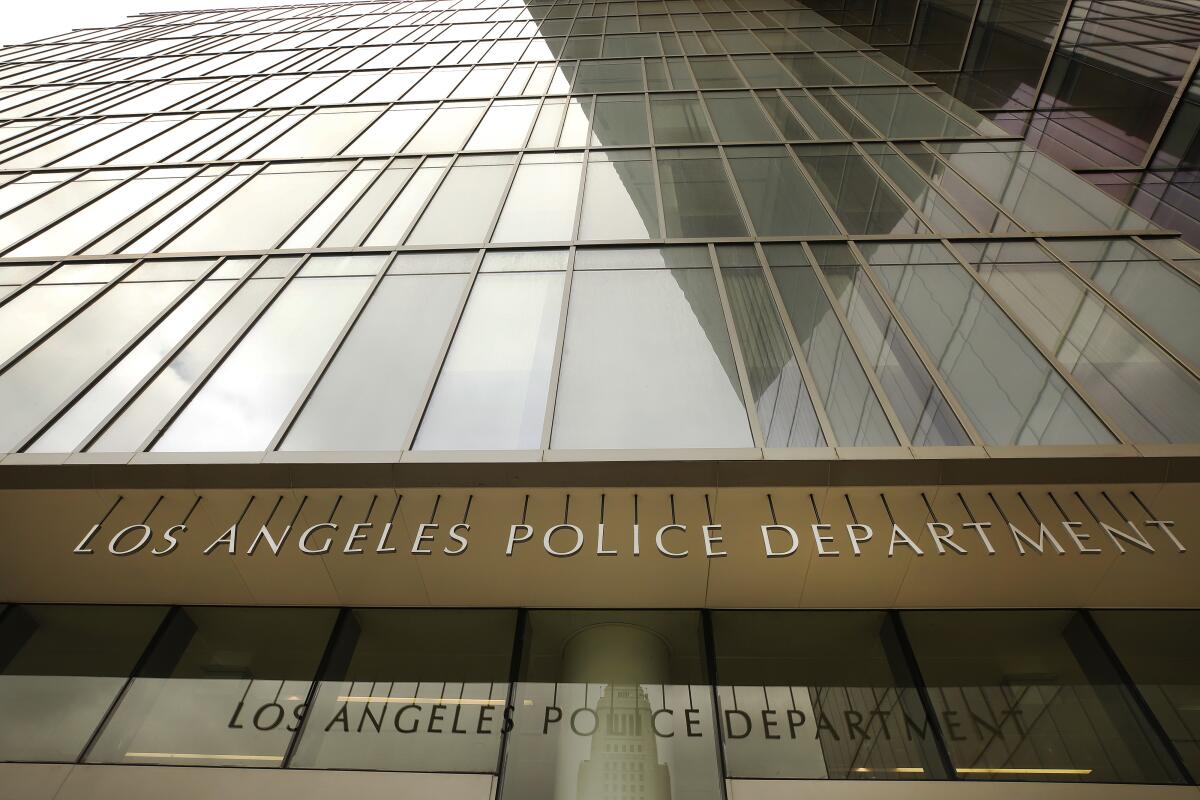 The exterior of the Los Angeles Police Department headquarters.