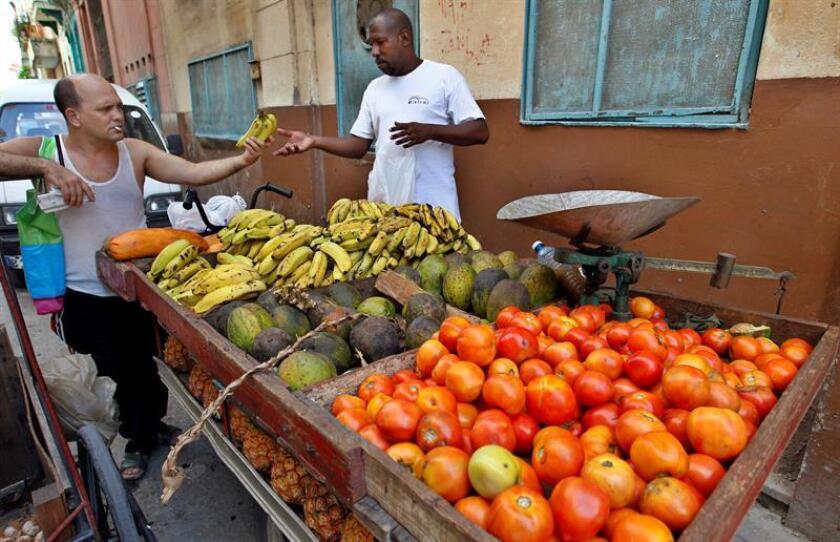 Una persona vende frutas en La Habana (Cuba). EFE/Archivo