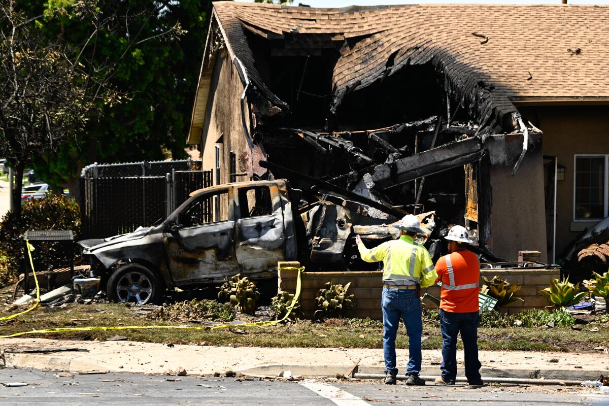 The scene where a small plane crashed into a San Diego neighborhood.