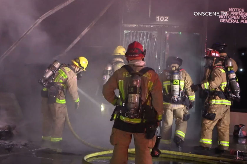Firefighters extinguished a blaze at a strip mall in El Cajon early Sunday morning.