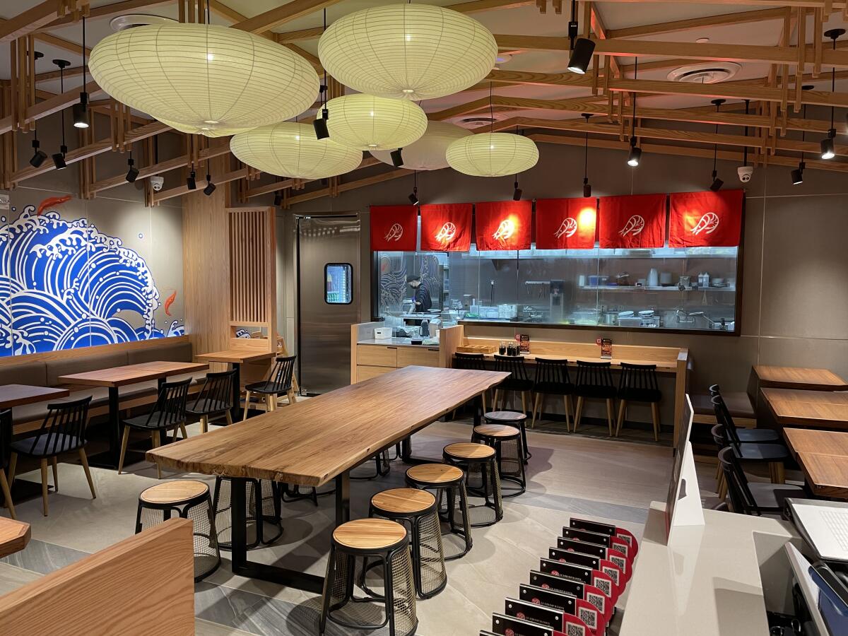 Le Shrimp Ramen's dining room. The eatery is inside Bloomingdale's in Costa Mesa.