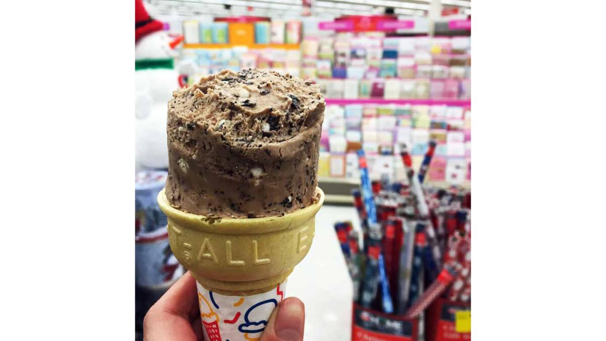 A scoop of chocolate malted crunch from Rite Aid.